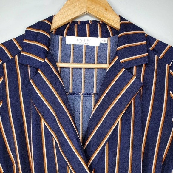 ASTR The Label Striped V-Neck Wide Leg Pantsuit Jumpsuit Navy Orange Size Small - Picture 4 of 14